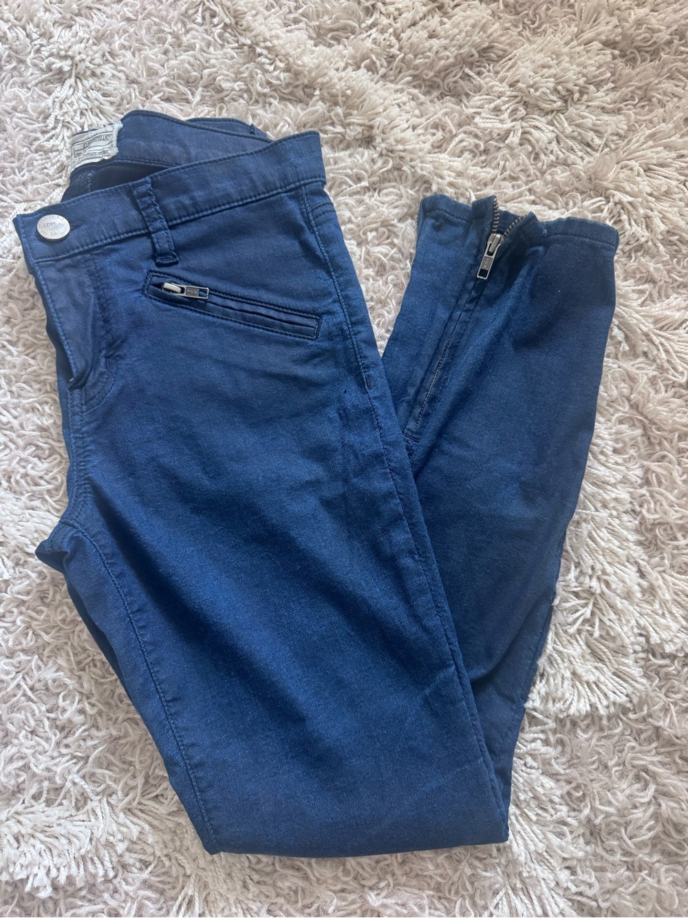Current/Elliott Deep Navy Skinny Jeans with Ankle Zips